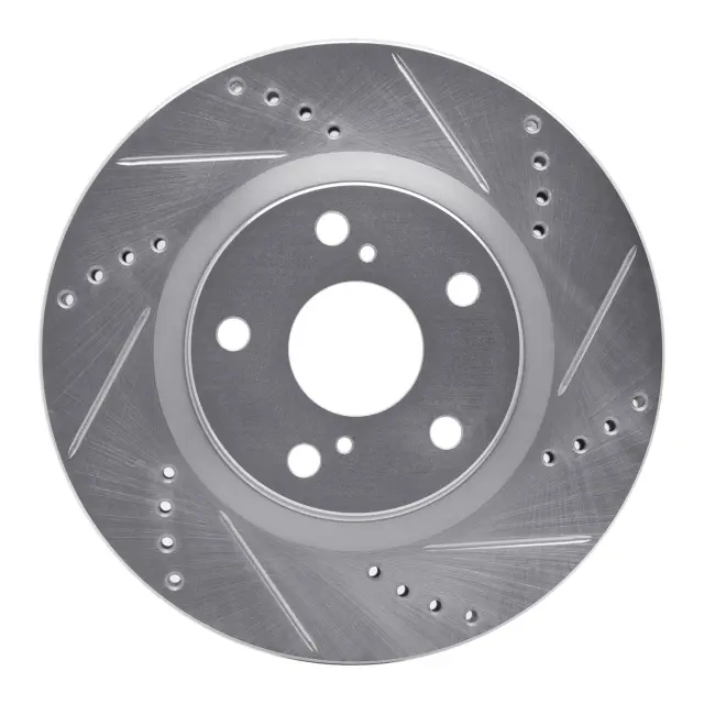63102017R - Brakes &amp; Brake Parts: DFC Brake Rotor - Drilled and Slotted - Silver for DYNAMIC FRICTION Image