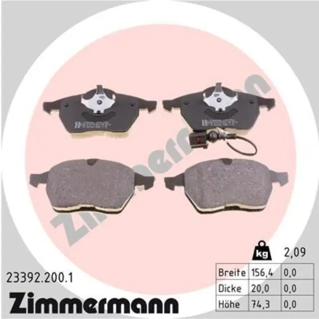 233922001 - : Zimmermann 23392.200.1 Disc Brake Pad Set for ZIMMERMANN Image