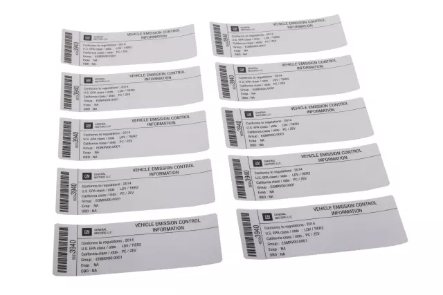 95333940 - Body: Emission Label for Chevrolet: Spark EV Image
