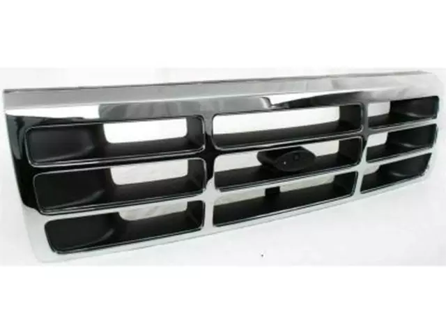 92 thru 97 F-250 F-350 OEM Genuine Ford Platinum Chrome Grill Grille w/ Emblem - Ford (F4TZ-8200-A)