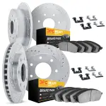 721454033 - : DFC Brake Rotor - Drilled &amp; Slotted - Silver- HD Brake Pad - Hardware for DYNAMIC FRICTION Image