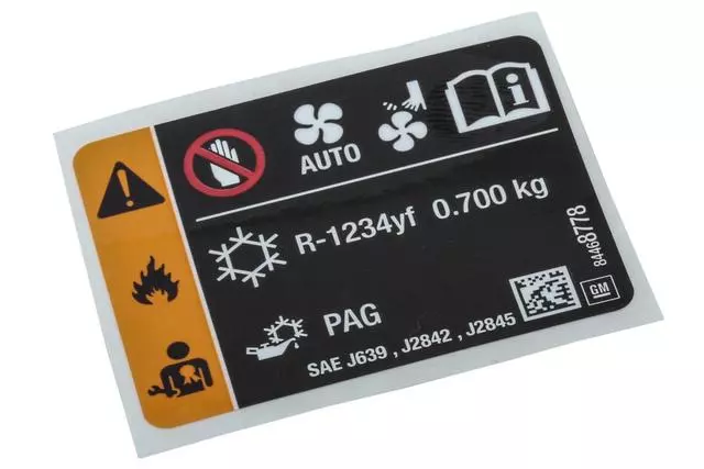 84468778 - Body: Fan Label for Cadillac: XT5 | Chevrolet: Blazer | GMC: Acadia Image