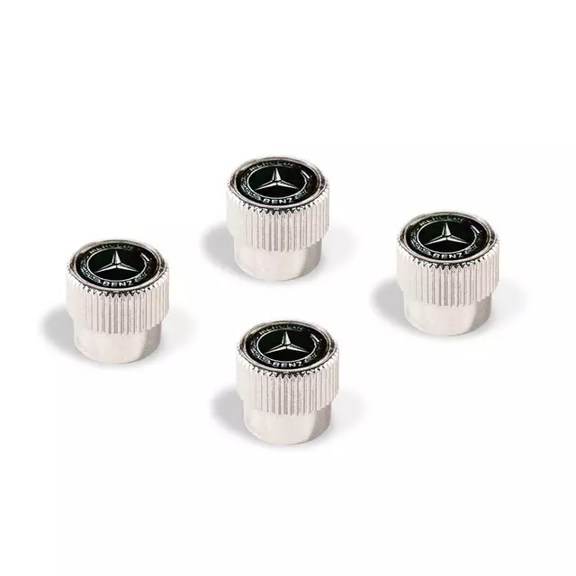 Classic Chrome Valve Stem Caps - Set of 4 - Mercedes-Benz (1521565-00)