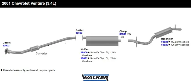 55122 - : Resonator Assembly for Walker Exhaust Image