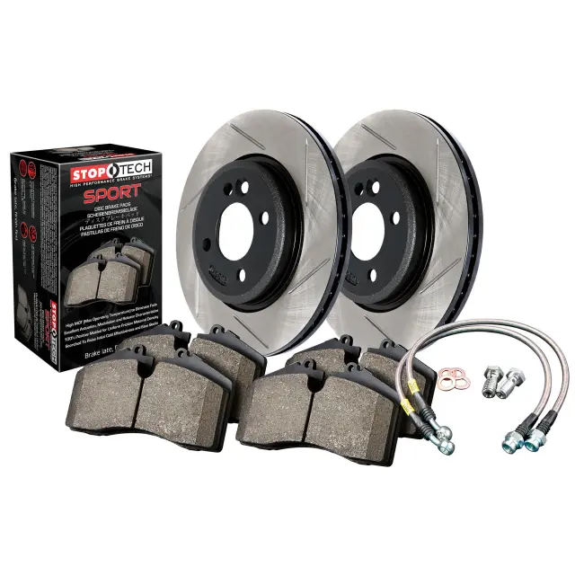 97733006F - : StopTech Sport Axle Pack; Slotted Rotor; Front Brake Kit with Brake lines for Stoptech Image