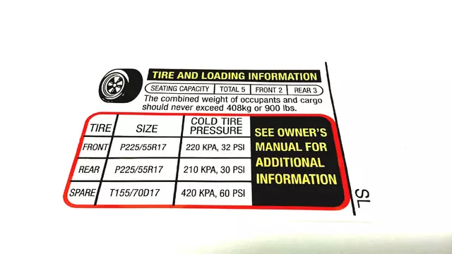 28181AG70A - : Tire Info Label for Subaru: Legacy, Outback Image