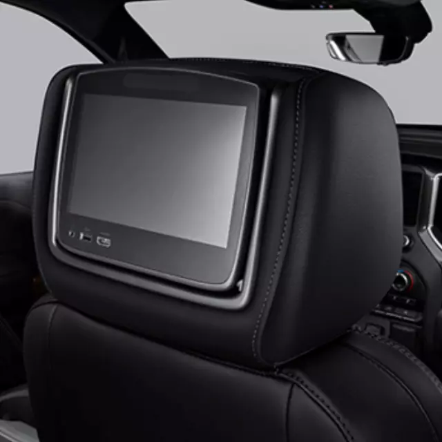 84556201 - Electronics: 2022-2024 Chevrolet Silverado Headrest &amp; Video Screen Assembly Jet Black Leather for Chevrolet: Silverado 1500, Silverado 1500 LTD, Silverado 2500 HD, Silverado 3500 HD Image