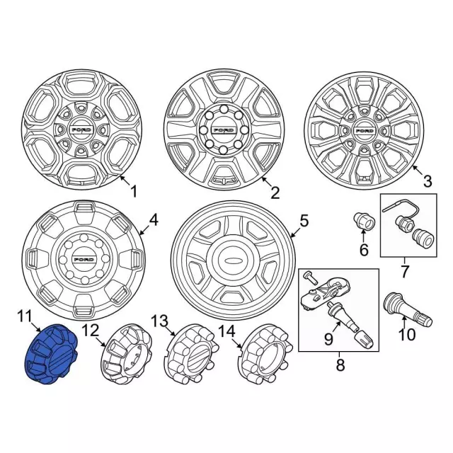 LC3Z1130GCA - Suspension: Wheel Cap for Ford: F-250 Super Duty, F-350 Super Duty Image