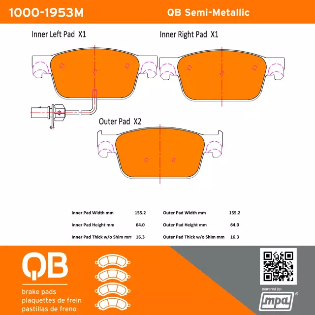 10001953M - Brakes &amp; Brake Parts: Disc Brake Pad Set for MPA ELECTRICAL Image