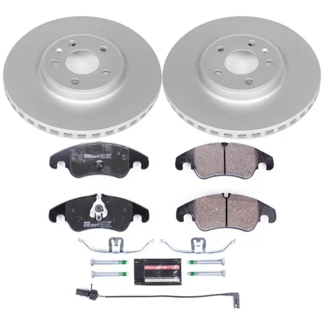ESK5752 - Brakes &amp; Brake Parts: Genuine Geomet Coated Rotors, ECE-R90 Brake Pads + Hardware Kit for PowerStop Image