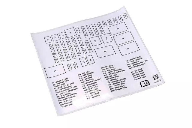 84604823 - : Instrument Panel Wiring Harness Fuse Block Identification Label for GM Image