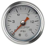 2178 - : GAUGE, PRESS, 1.5" DIRECT MNT, 15PSI, LIQUID FILLED MECH, SLVR, 1/8" NPTF MALE for AutoMeter Image