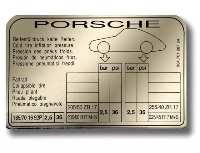 Sticker "tire pressure" - Porsche (964-701-287-24)