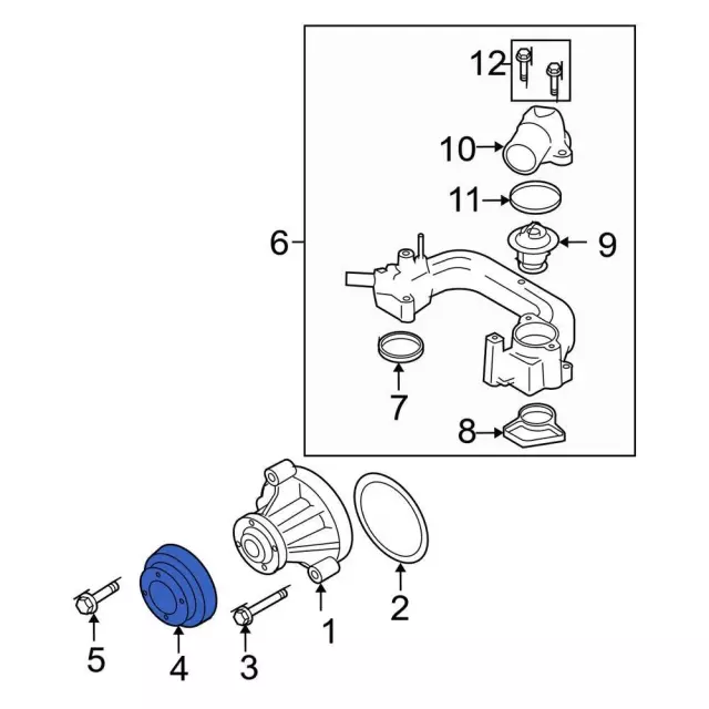 XL3Z8509A - : Engine Water Pump Pulley for Ford: Expedition, Explorer, Explorer Sport Trac, F-150, F-150 Heritage, F-250, F-250 Super Duty, F-350 Super Duty, Mustang | Lincoln: Aviator, Blackwood, Navigator | Mercury: Mountaineer Image