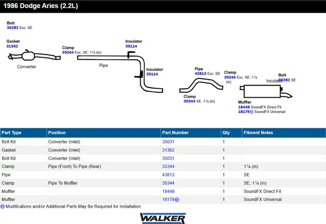 18179 - : Exhaust Muffler for Walker Exhaust Image