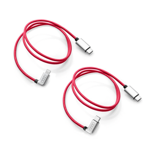 8S0051435S - : Charging Cable Set For Lightning And USB Type for Audi: A3, A3 Quattro, A6 allroad, A6 Quattro, A7 Sportback, e-tron GT, e-tron Sportback, Q3, Q4 e-tron, Q7, Q8, RS e-tron GT, RS3, S3, S6, SQ7, SQ8 Image