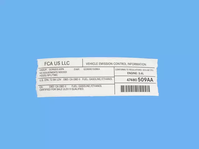 Vehicle Emission Control Information Label - Mopar (47480509AA)