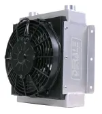 65860 - : 18 Row Hi-Flow Racing Remote Fluid Cooler w/ Low Profile Fan, 7/8-14 UNF O-ring for Derale Image