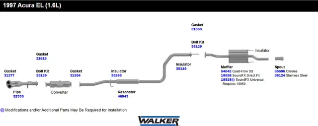 18528 - : SoundFX Universal Universal Exhaust Muffler 1.75" Inlet (ID) 1.75" Outlet (ID) for Walker Exhaust Image