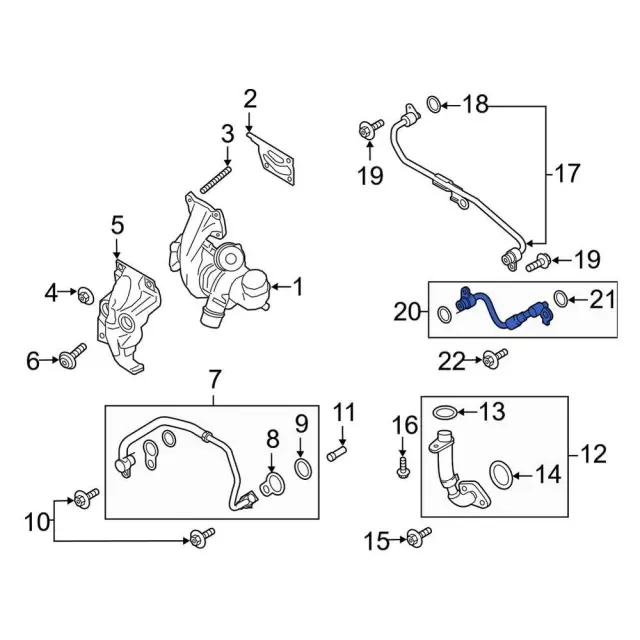 Turbocharger Coolant Line - Ford (K2GZ-8K153-D)