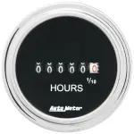 2587 - : GAUGE, HOURMETER, 2 1/16", 100K HOURS, ELECTRIC (8V-32V), TRADITIONAL CHROME for AutoMeter Image