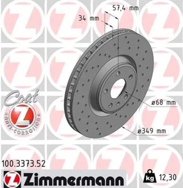 100337352 - Brakes &amp; Brake Parts: Zimmermann 100.3373.52 Disc Brake Rotor for ZIMMERMANN Image