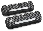 24185 - : Holley M/T Valve Covers - Vintage Style - Finned - BBC - Satin Black for Holley Image
