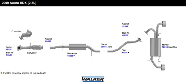 55685 - : Direct Fit Exhaust Resonator and Pipe Assembly 2" Outlet (OD) for Walker Exhaust Image