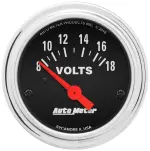 2592 - : GAUGE, VOLTMETER, 2 1/16", 18V, ELEC, TRADITIONAL CHROME for AutoMeter Image