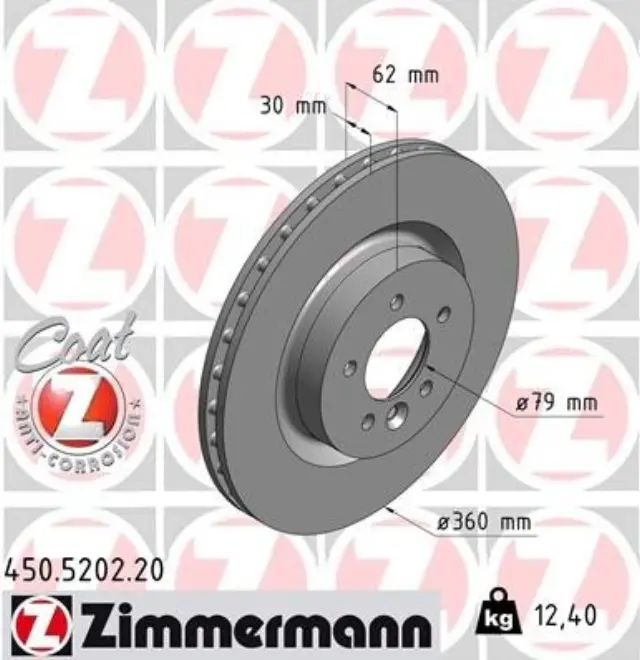 450520220 - : Zimmermann 450.5202.20 Disc Brake Rotor for ZIMMERMANN Image