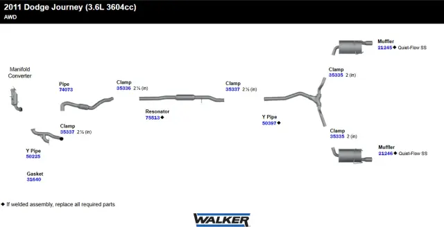 21245 - : Quiet-Flow SS Direct Fit Exhaust Muffler 2" Inlet (ID) 3" Outlet (OD) for Walker Exhaust Image