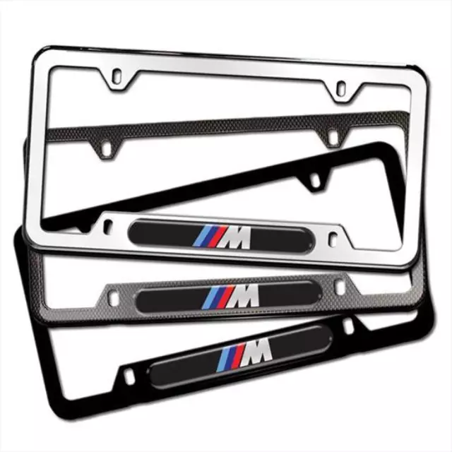 82120010405 - Exterior: License Plate Frame, M Logo for BMW: 128i, 135i, 135is, 228i, 228i xDrive, 230i, 230i xDrive, 320i, 320i xDrive, 328d, 328d xDrive, 328i, 328i xDrive, 330e, 330i, 330i GT xDrive, 330i xDrive, 335i, 335i GT xDrive, 335i xDrive, 335is, 340i, 340i GT xDrive, 340i xDrive, 428i, 428i xDrive, 430i, 430i Gran Coupe, 430i xDrive, 435i, 435i xDrive, 440i, 440i xDrive, 528i, 528i xDrive, 530i, 530i xDrive, 535d, 535d xDrive, 535i, 535i GT, 535i GT xDrive, 535i xDrive, 540d xDrive, 540i, 540i xDrive, 550i, 550i GT xDrive, 550i xDrive, 640i, 640i Gran Coupe, 640i xDrive, 640i xDrive Gran Coupe, 640i xDrive Gran Turismo, 650i, 650i Gran Coupe, 650i xDrive, 650i xDrive Gran Coupe, 740e xDrive, 740i, 740i xDrive, 740Li, 740Li xDrive, 750i, 750i xDrive, 750Li, 750Li xDrive, 760Li, 840i, 840i Gran Coupe, Alpina B6 xDrive Gran Coupe, Alpina B7, M2, M235i, M235i xDrive, M240i, M240i xDrive, M3, M340i, M4, M440i Gran Coupe, M5, M550i xDrive, M6, M6 Gran Coupe, M760i xDrive, M8, X1, X2, X3, X4, X5, X6, X7, Z4 Image