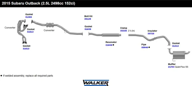 21744 - : Quiet-Flow SS Direct Fit Exhaust Muffler 1.75" Outlet (OD) for Walker Exhaust Image