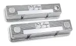 24182 - : Holley M/T Valve Covers - Vintage Style - Finned - SBC - Polished for Holley Image
