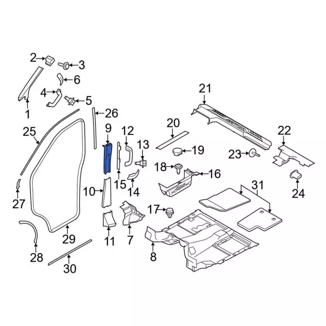 Door Pillar Post Trim Set - Ford (CK4Z-6124347-AE)