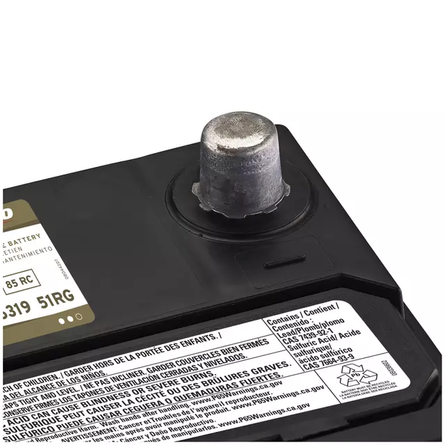 51RG - Electrical, Charging and Starting: Battery for Acura: ILX, Integra, RSX, TSX | Honda: Accord, Civic, Civic del Sol, Clarity, CR-V, Crosstour, Element, HR-V | INFINITI: QX60 | Lexus: RX400h | Mazda: MX-5 Miata | Mitsubishi: Mirage | Nissan: GT-R, LEAF, Pathfinder, Versa | Toyota: Highlander, MR2 Spyder Image