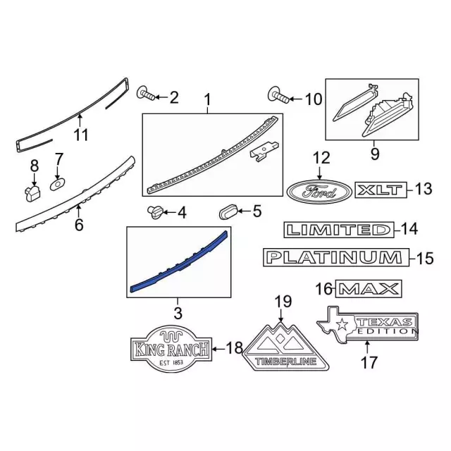 2022-2024 Ford Expedition Lower Molding NL1Z-402A30-BC | OEM Parts