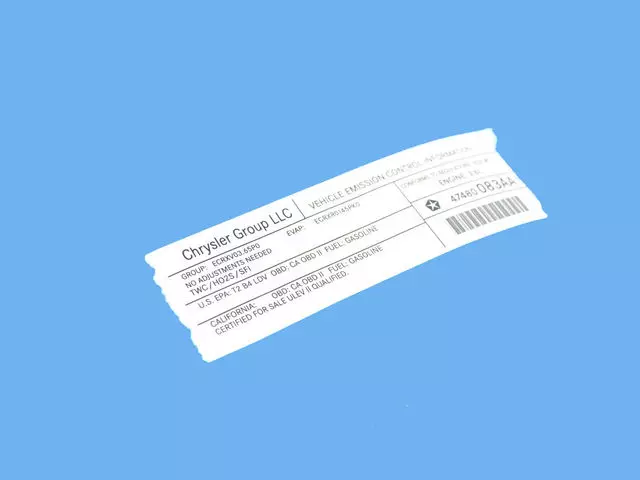 47480083AA - Body: Emission Label for Chrysler: 300 | Dodge: Challenger, Charger Image