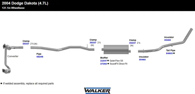 54603 - : Exhaust Tail Pipe 2.5" Inlet (OD) 2.5" Outlet (OD) for Walker Exhaust Image