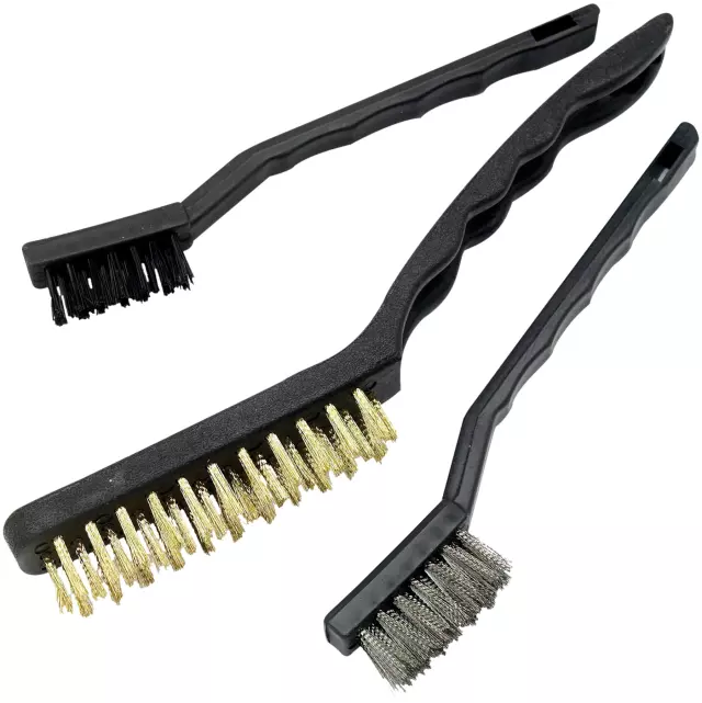 1121 - : 1 Plastic, 1 Brass and 1 Steel Bristle Brush. Durable Plastic Handles. for Performance Tool Image