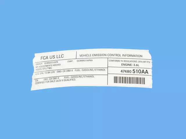 Vehicle Emission Control Information Label - Mopar (47480510AA)