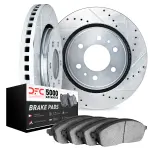 750240008 - : DFC Rotors-Drilled and Slotted-Silver with 5000 Advanced Brake Pads for DYNAMIC FRICTION Image