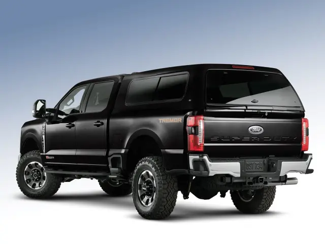 VPC3Z99501A42BC - Exterior: Agate Black Sport Bed Cap For 8.0 Bed for Ford: E-350 Super Duty, E-450 Super Duty, F-250 Super Duty, F-350 Super Duty, F-450 Super Duty, F-550 Super Duty Image