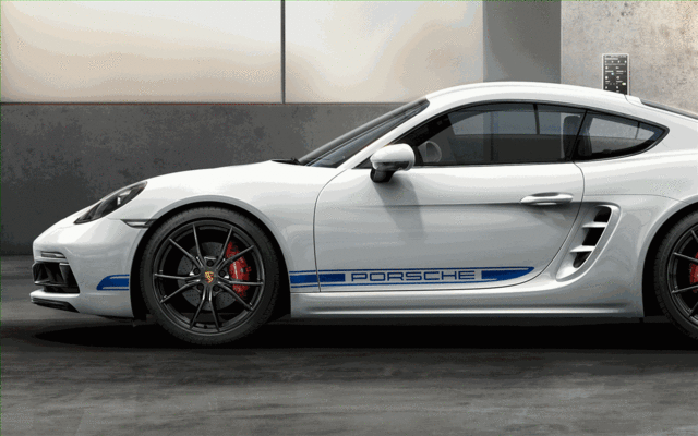 98204480027 - Exterior: 2023 Porsche - Decorative Side Logo Porsche - Dark Blue for Porsche: 718 Boxster, 718 Cayman, 718 Spyder Image