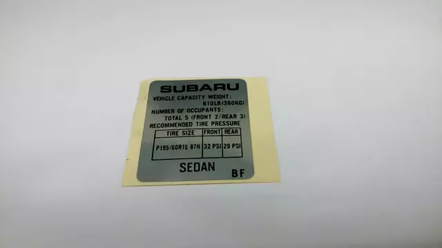 28191FA370 - Body: Tire Info Label for Subaru Image
