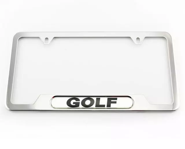 5G0071801 - Exterior: License Plate Frame - Golf - Polished for Volkswagen: e-Golf, Golf, Golf Alltrack, Golf SportWagen Image
