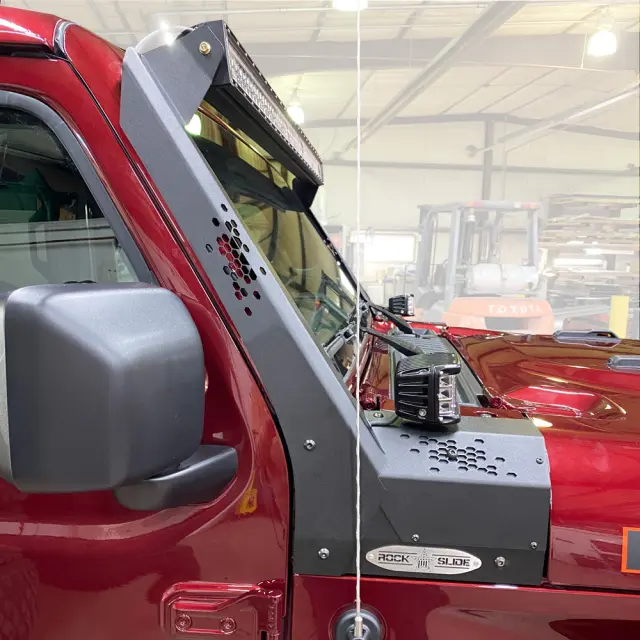 68729807AA - : Large Lower Cowl Light Brackets and and A-Pillar Brackets, sold by Rockslide Engineering for Jeep: Gladiator, Wrangler Image