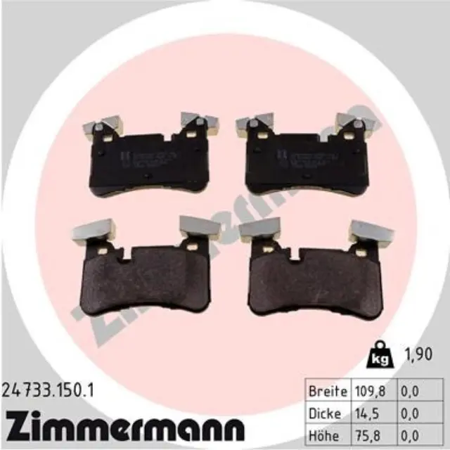 247331501 - : Zimmermann 24733.150.1 Disc Brake Pad Set for ZIMMERMANN Image