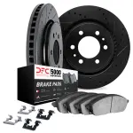 851248048 - : DFC Brake Rotor - Dimpled &amp; Slotted - Black w/5000 Brake Pads &amp; HW Kit for DYNAMIC FRICTION Image