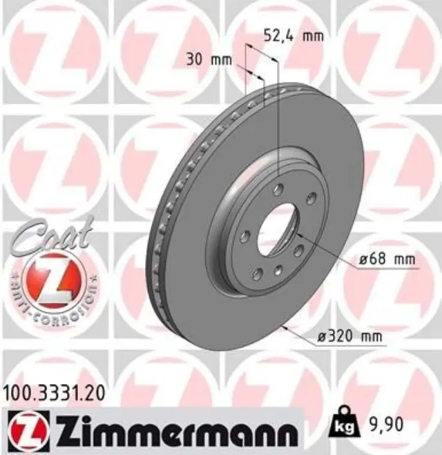 100333120 - Brakes &amp; Brake Parts: Zimmermann 100.3331.20 Disc Brake Rotor for ZIMMERMANN Image